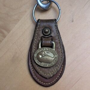 Dooney & Bourke Vintage Brown Leather Key Fob with Gold Emblem